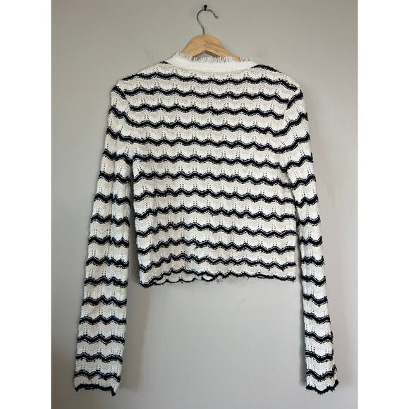 NEW Derek Lam 10 Crosby Noé Scalloped V-Neckline Cardigan Multi Color Size: XS - Picture 6 of 7